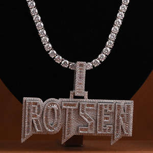 Colgante de diamante de moissanita con nombre ROTSEN personalizado estilo hip hop helado hecho a mano joyería corporal que brilla en la oscuridad para regalo - Product Image 5