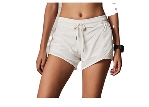 กางเกงขาสั้นเอวสูงของผู้หญิงกางเกงขาสั้นใส่เล่นยิมแบบเรียบง่ายสีไม่เรียบใช้ตกแต่งโลโก้ได้ตามต้องการ2025 - Product Image 3