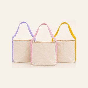 Cotton Canvas Basket Bag Sample Kit 3 Colours Purple, Pink, Yellow 10x9x4 Inch - Product Image 4