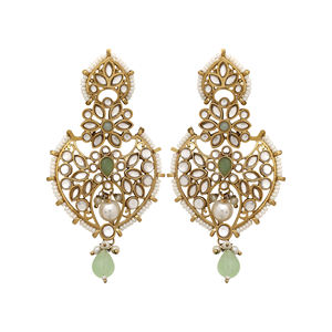 Mehendi Plated, Traditional <b>Kundan</b> Earring, Dangler Earring, <b>Kundan</b> Dangles for Women & Girls, Party Wear Earring, Gift for Her. - Product Image 3