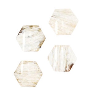 Ensemble de 4 sous-verres design à carreaux en corne de vaisselle pour ustensiles de cuisine et restaurants sous-verres modernes en pierre de corne - Product Image 4