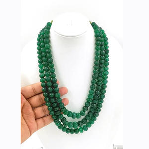 Collar de Cuentas de Calabaza Esmeralda Hechas a Mano de 3 Capas, Collar de Piedras Preciosas con Cuentas, Estilo Bohemio, Collar Grueso de Piedras Naturales - Product Image 2