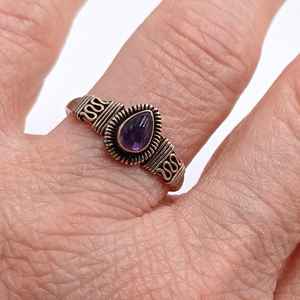 Vintage Women's Amethyst Ring Pear Cut Solid 925 Sterling <b>Silver</b> <b>Wedding</b> Engagement <b>Band</b> Wholesale Jewelry - Product Image 5