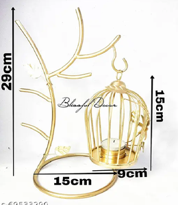 Metal Hanging Bird Cage <b>Tealight</b> <b>Candle</b> Holders with Wrought Iron Bird Cage Tea <b>Candle</b> Holder with Stand - Product Image 3
