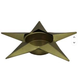 Porte-bougie chauffe-plat artisanal en forme d'étoile, en métal couleur laiton, étanche, pour Pâques, décoration d'intérieur design - Product Image 3