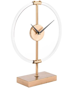 Gold Polished Metal Tabletop Desk <b>Clock</b> Metallic Decorative <b>Clock</b> Modern Style Vintage Design Table <b>Clock</b> - Product Image 4