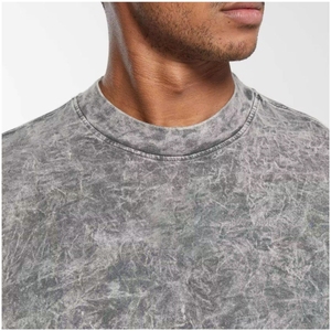 Camiseta para hombre Camisetas de lavado ácido Venta al por mayor Camisetas de algodón de gran tamaño Boxy en blanco 270 GSM Logotipo personalizado 100% Algodón para bordado - Product Image 2