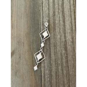 Zuni Made Opal & Sterling <b>Silver</b> Post Dangle <b>Earrings</b>-Geometric Drop <b>Earrings</b> <b>for</b> Gifting - Product Image 5