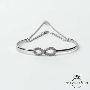 Silverings 925 Sterling <b>Silver</b> Te Amo <b>Cuff</b> <b>Bracelet</b> Rhodium Plated with Princess Cut Diamond Religious Style for Gifts - Product Image 4