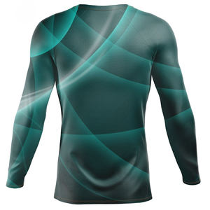 เสื้อรัดกล้ามเนื้อแบบซับลิเมชั่นสำหรับผู้ชาย ป้องกันรังสียูวี แขนยาว แห้งเร็ว ระบายอากาศ ป้องกันแบคทีเรีย ผลิตจากผ้าสแปนเด็กซ์/โพลีเอสเตอร์ - Product Image 2