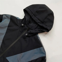 Blouson Bomber Homme Couleurs Contrastées Imperméable à Capuche Coupe-Vent Léger Personnalisable Vêtement de Sport Extérieur Anti-Pluie