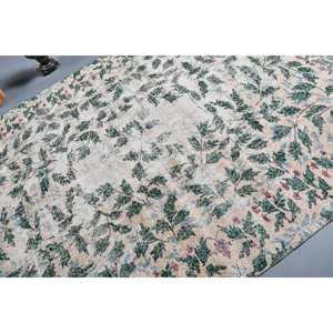 Tapis turc vintage 6.3x9,5 pieds vert beige tissage plat en laine avec motif patchwork pour les décorations de salon ou le couloir - Product Image 5
