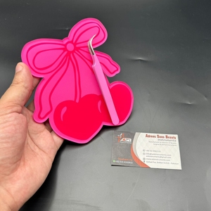 ขนตาปลอมทำจากอะคริลิครูปหัวใจแหนบแม่เหล็กติดขนตาปลอมทำจากโบว์เชอร์รี่สีชมพู - Product Image 2