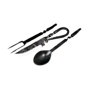 Juego de cubiertos de metal de 3 piezas de estilo medieval forjado a mano de la mejor calidad, mango de diseño retorcido elegante a bajo precio - Product Image 1