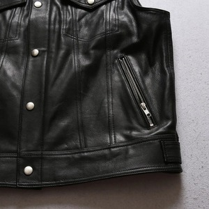 Men's and Women's Customized Logo Soft Puffer Vest Duck Down Coat Winter Ladies Warm Waterproof Sleeveless Black Leather Jacket - Product Image 5
