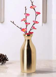 Gold Plated Metal Art Deco Eco-Friendly USA Vase Timeless Elegant <b>Decor</b> Customizable Flower Home Office Personalized Tabletop - Product Image 2