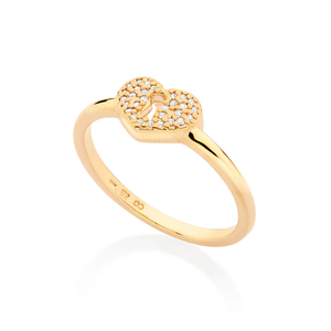 แหวนผอมชุบทอง18K หัวใจสูงตัดหัวใจสีขาวโลคลาสสิกที่ไม่ซ้ำกันการตั้งค่าการหมั้นปาร์ตี้แฟชั่นทำจากอัลลอยชั้นดีของขวัญ - Product Image 1