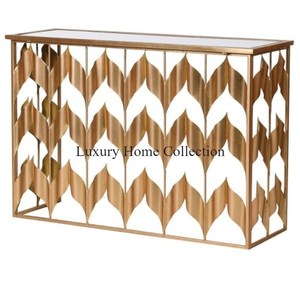 Leaf Floral Stylish <b>Metal</b> Handmade Luxurious Look Console Table Admirable Design Rectangular Shape <b>Metal</b> Creative Furniture - Product Image 1