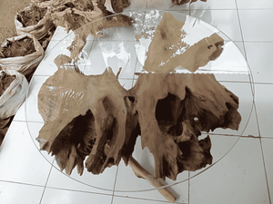 Mesa de comedor de raíz de madera de teca, muebles versátiles para el hogar, dormitorio, baño, taller de Indonesia - Product Image 2