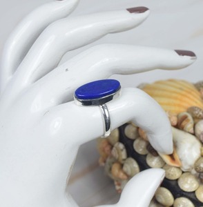 Natural Gemstone Luxury <b>Ring</b> Handmade 925 Sterling Silver with Solid <b>Lapis</b> <b>Lazuli</b> Oval Cut Diamond for Parties - Product Image 2