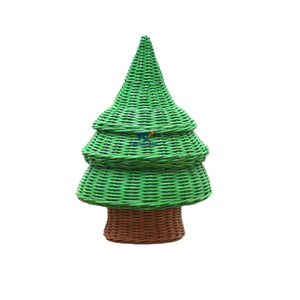Wholesale Boho Style <b>Christmas</b> Tree Mini Rattan Tabletop Wicker Rattan Ornament Hanging Pine Tree Decor Xmas - Product Image 3
