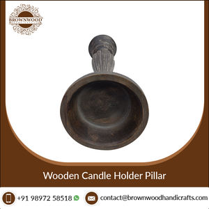 Pilier de bougeoir en bois fait à la main de style antique blanc gris avec un design unique de haute qualité du fabricant indien. - Product Image 5