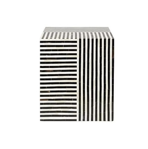 Taburete de sofá ajustable con diseño de incrustaciones de hueso único, mesita de noche hexagonal de lujo moderna hecha a mano para dormitorio o sala de estar - Product Image 1