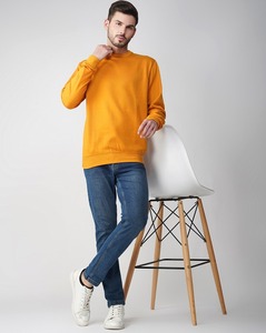 Haute qualité personnalisé hommes sweat 100% coton hommes en gros blanc solide col rond personnalisé manches longues sweats pour hommes - Product Image 4