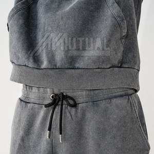 Chándales de lavado ácido de alta resistencia de algodón 100%, conjuntos de patrones sólidos transpirables y ecológicos de buena calidad para la temporada de otoño - Product Image 6