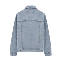 Erkek %100 Pamuklu Düz Denim Ceket Yeni Tasarım 2 Göğüs Cebi Nefes Alabilen Hızlı Kuruyan Şık Mavi Büyük Beden Düğmeli
