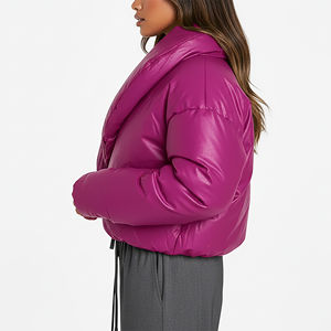 Chaqueta de Plumón Personalizada 100% Poliéster, Cortavientos, para Exteriores, con Logotipo Impreso Personalizado, Estilo Urbano, Chaqueta Corta para Mujer - Product Image 3