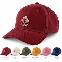 Casquette de baseball non structurée personnalisée en velours côtelé à 6 panneaux, brodée, à calotte souple, avec boucle métallique, style vintage, décontractée, pour l'extérieur, unisexe