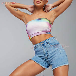 Pantalones vaqueros transpirables de lona para mujer, pantalones cortos de cintura alta, ajuste Regular, actividades informales al aire libre con estilo - Product Image 2