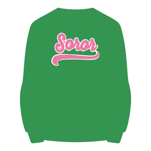 Sweat-shirt à col rond vert hiver pour sororité, avec badge sur le devant, design grec, sororité féminine, rose vert, collège, sœur, élégant, décontracté - Product Image 5