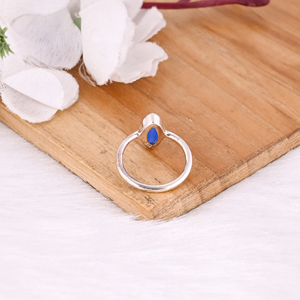 Bague empilable en argent sterling 925 la plus vendue, pierre précieuse en calcédoine bleue, bijoux plaqués argent, accessoires en gros, utilisation au doigt - Product Image 3