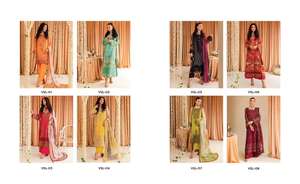 Haute qualité en mousseline de soie brodée fine Shalwar Kameez costumes vêtements de fête pour femmes Style indien et pakistanais pour adultes - Product Image 6