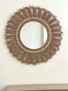 Miroir mural durable en macramé, finition naturelle décorative à la mode, design créatif, décoration d'intérieur - Product Image 3