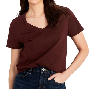 T-shirt de marque à manches courtes de bonne qualité, haut court en coton tricoté, T-shirts de fitness, OEM, fournisseur de t-shirts pour femmes à bas prix - Product Image 5