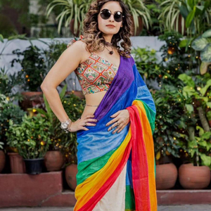 DERNIER DESIGNER RICH PALLU PLAIN AVEC SAREE DE TRAVAIL IMPRIMÉ NUMÉRIQUE - Product Image 1