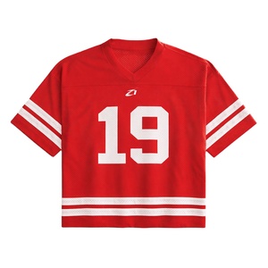 Camiseta Deportiva Unisex de Malla Roja para Fútbol Americano, Transpirable, de Poliéster, Estilo Urbano, Cuello en V, Uniforme de Equipo, Fabricante Personalizado - Product Image 4