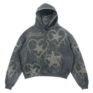 Sweat à capuche personnalisé avec logo DTG au prix de gros Vêtements pour hommes Streetwear Sweat-shirt de style vintage Sweat-shirt à capuche lourd pour hommes - Product Image 5