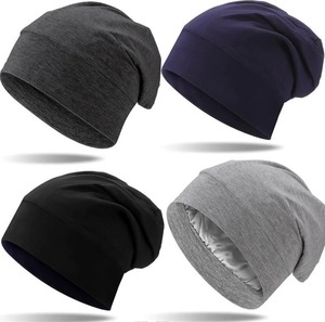 Bonnet en bambou et coton extensible pour femmes, bonnet en satin pour hommes, bonnet de nuit en soie - Product Image 1
