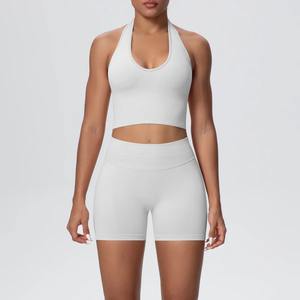 Conjunto de Sujetador Deportivo Acolchado y Pantalones Cortos para Mujer, al por Mayor, Transpirable, Ecológico, de Nailon Reciclado y Elastano, para Yoga y Fitness - Product Image 5