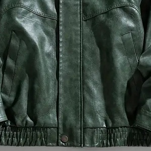 Veste streetwear robuste, respirante, écologique, en cuir, à col roulé, avec fermeture éclair, couleur personnalisée, sur mesure pour homme, OEM/ODM - Product Image 4