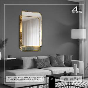 Modern Stainless Steel PVD Coated Frame Bathroom Vanity Wall <b>Mirror</b> <b>Lightweight</b> Anti-Fog Elegant Irregular - Product Image 4