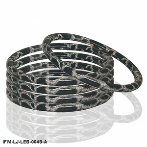 Handmade Black <b>Leather</b> and Textured Brass Bangle <b>Bracelet</b> Slim Stackable Inlay Bangle <b>for</b> <b>Women</b> Unique Artisan Jewelry Gift - Product Image 2