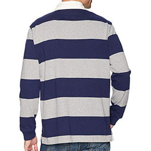 Camiseta de Hombre de Algodón 100% de Alta Calidad al por Mayor, Personalizada con Estampado, Manga Larga, Cuello en V, a Rayas, Estilo Polo, Informal, para Verano - Product Image 5