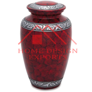 Urnas de metal hechas a mano con acabado rojo Diseño en relieve - Product Image 1
