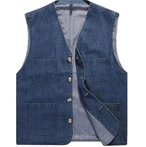 Gilet en jean réversible respirant pour homme, 100% coton, sans manches, veste d'extérieur, gilet de motard, jeans sans manches, vente chaude - Product Image 6