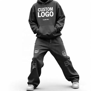 Ensemble de pantalons de survêtement baggy surdimensionnés de haute qualité avec logo personnalisé vêtements de sport pour hommes avec sweat à capuche vierge survêtements pour hommes - Product Image 2